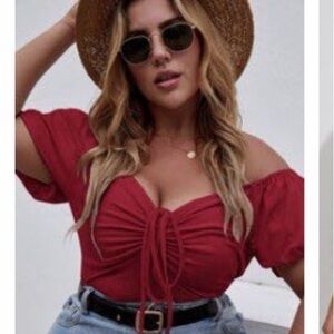 SHEIN Red Off-Shoulder Blouse